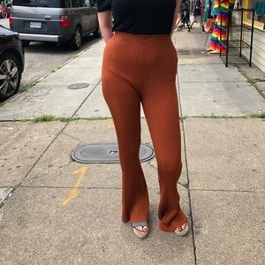 Knit Ribbed Flare Pants